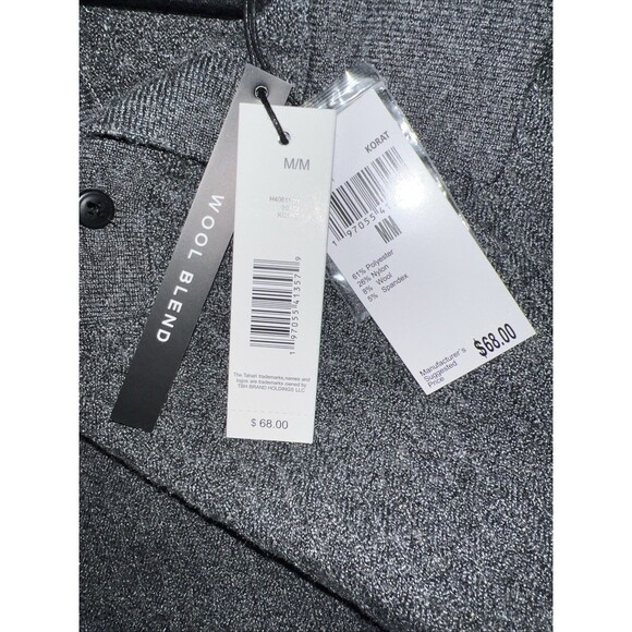 Tahari Polo Sweater Wool Blend Mens Medium Collared Knit Gray Preppy Casual NWT - Picture 8 of 16